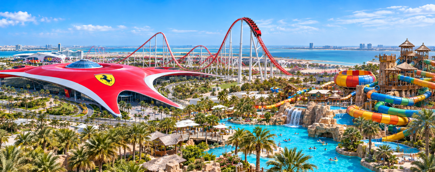 Ferrari World and Yas Waterworld on Yas Island, Abu Dhabi