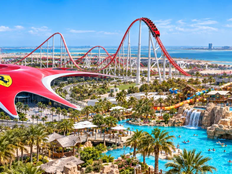 Ferrari World and Yas Waterworld on Yas Island, Abu Dhabi