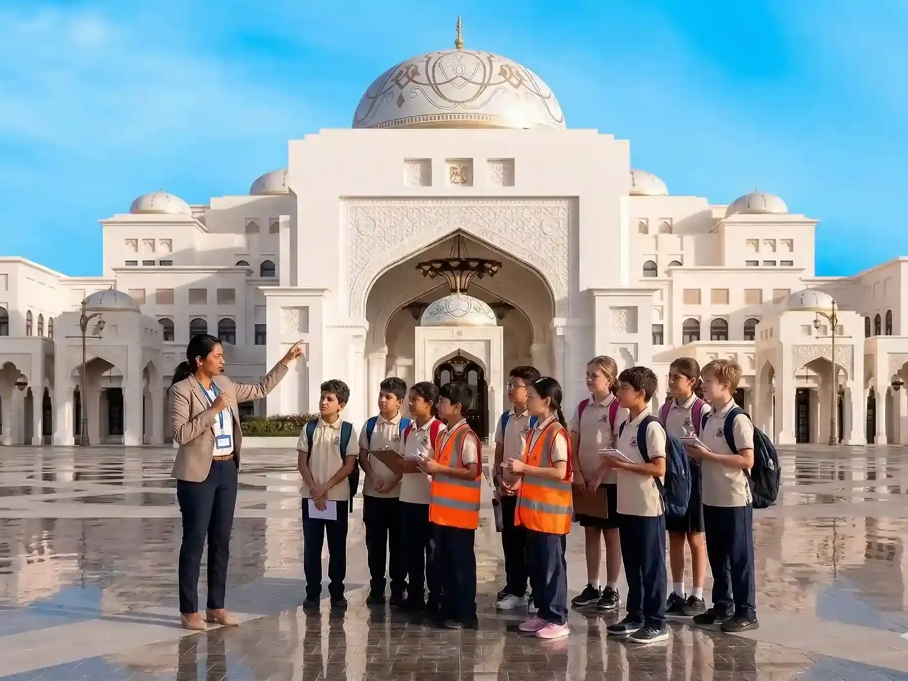 Students visiting heritage sites and museums during UAE cultural tours