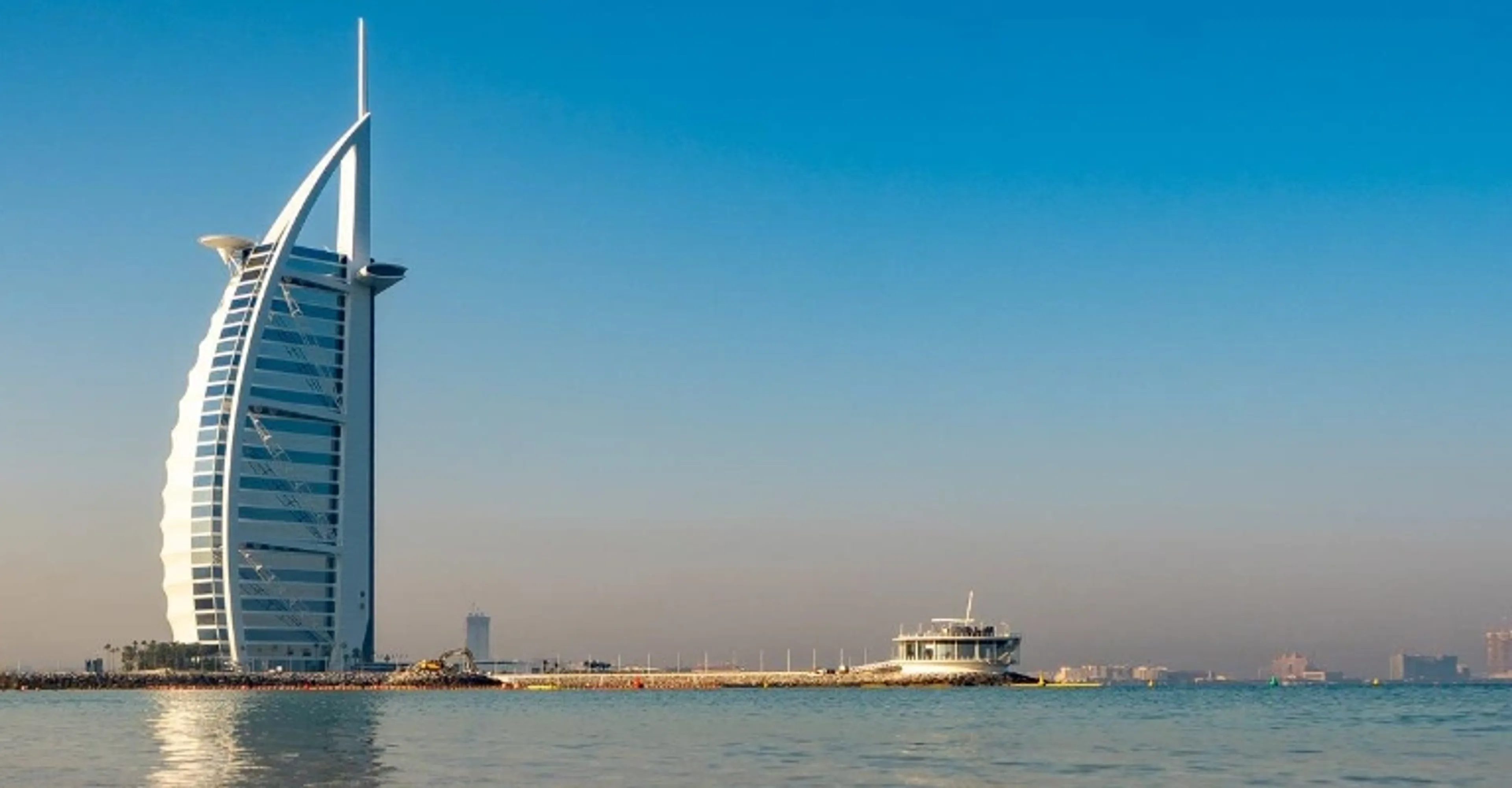 Exterior view of Burj Al Arab from Jumeirah Beach in Dubai