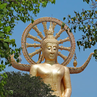 Wat Phra Yai Big Buddha Temple overlooking Koh Samui's coastline