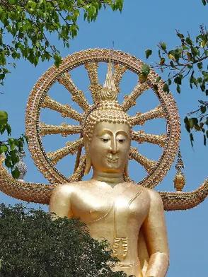 Wat Phra Yai Big Buddha Temple overlooking Koh Samui's coastline