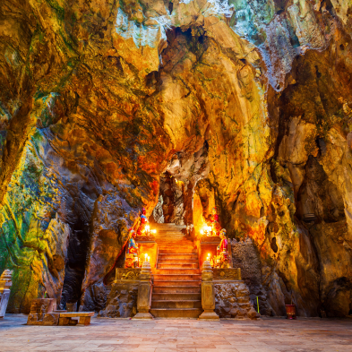 Marble Mountains in Danang with caves, temples, and lush natural scenery