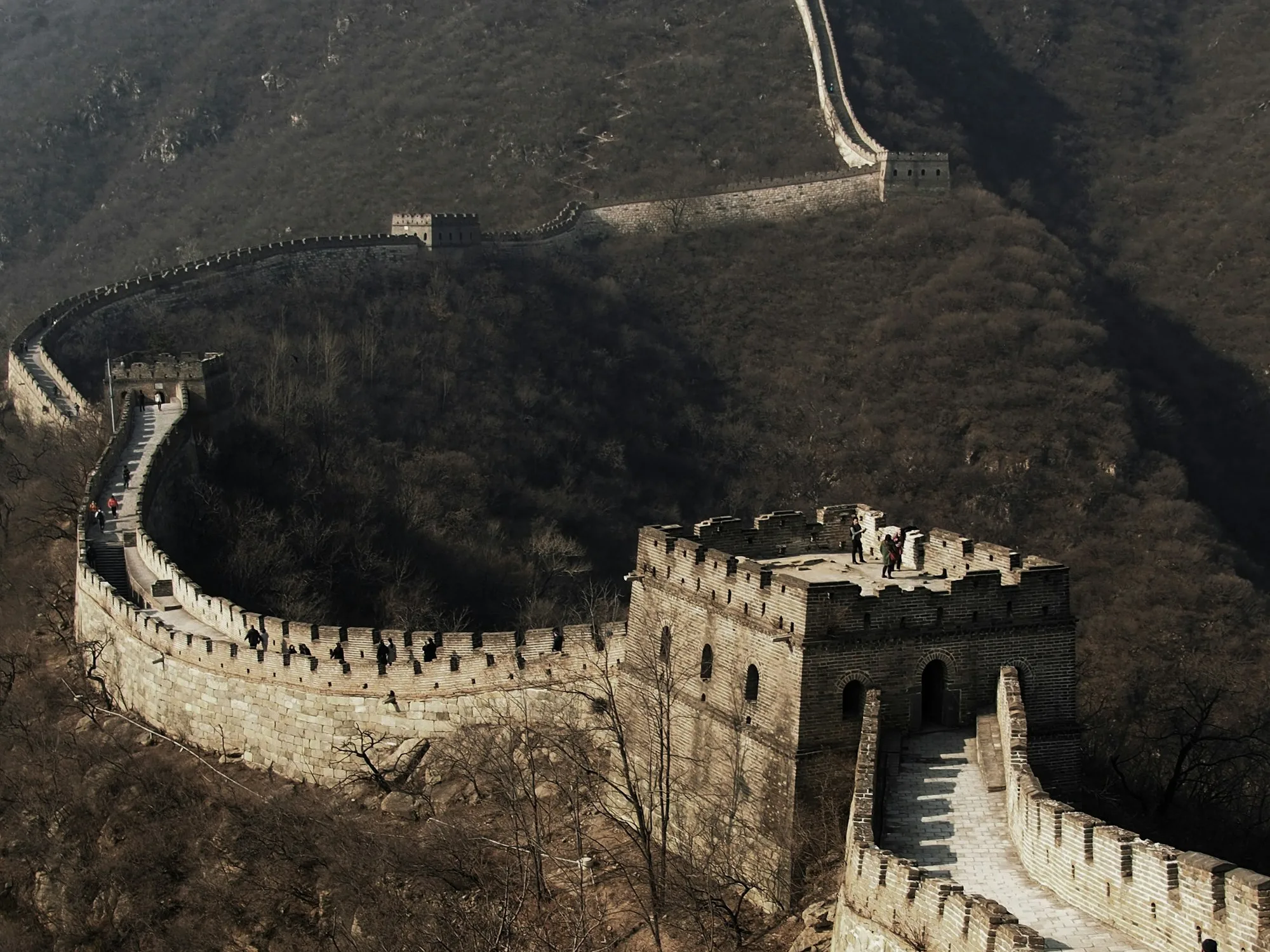 The Great Wall of China winding through hills near Beijing