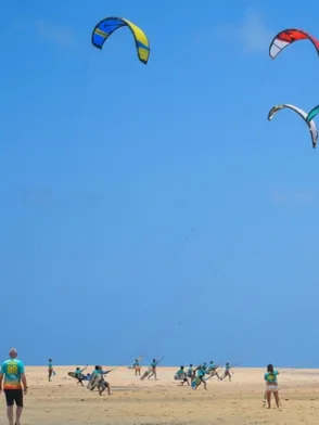 Kitesurfer riding the lagoon waters off Kalpitiya Sri Lanka