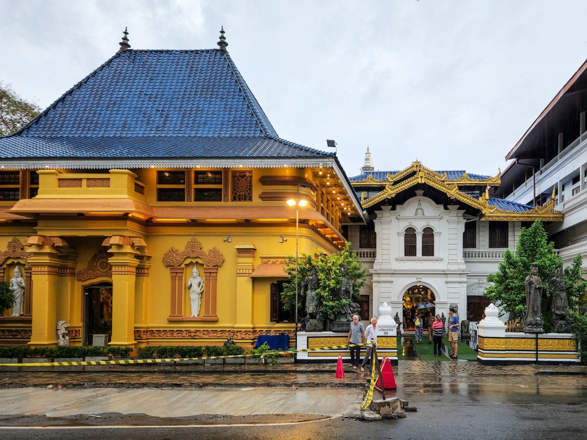 Ornate temple complex exterior in Colombo, Sri Lanka