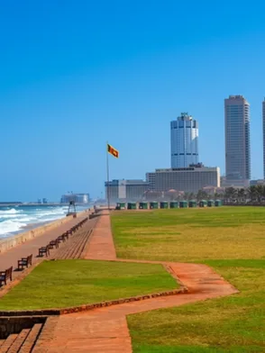 Sunset at Galle Face Green in Colombo by the Indian Ocean