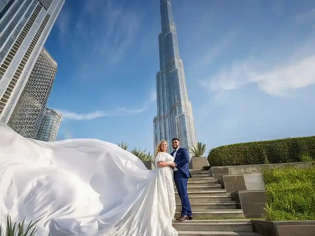 Luxury destination wedding venue setup at a beach or resort in the UAE