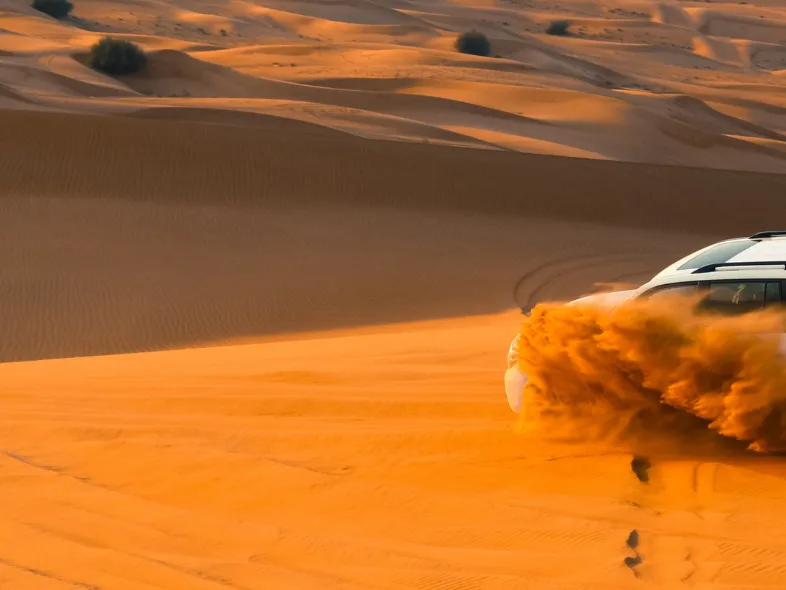 4x4 dune bashing on a desert safari near Abu Dhabi