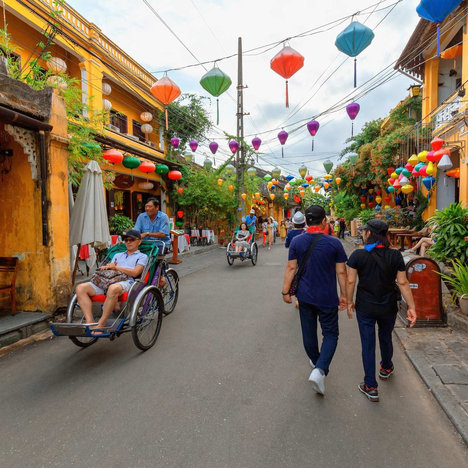 Lantern-lit ancient streets and riverside heritage architecture in Hoi An, Vietnam