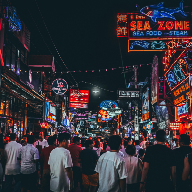 Walking Street Pattaya nightlife district with lights and crowds