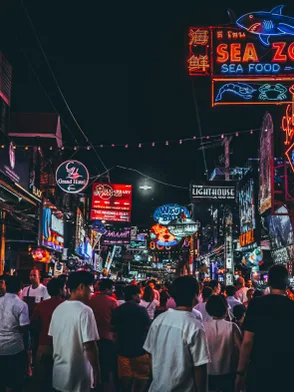 Walking Street Pattaya nightlife district with lights and crowds