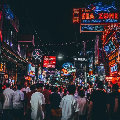 Walking Street Pattaya nightlife district with lights and crowds