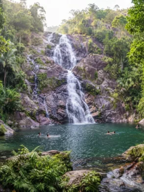 Na Muang Waterfalls surrounded by tropical rainforest in Koh Samui