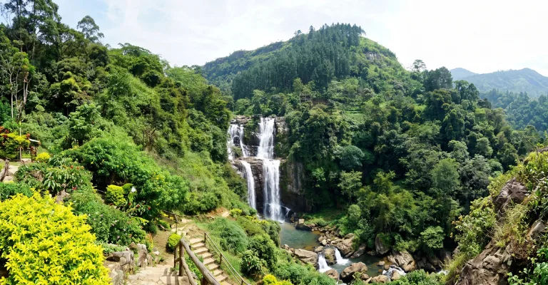 Ramboda Falls in Sri Lanka, a scenic stop on the 6-day Ramayana Trail