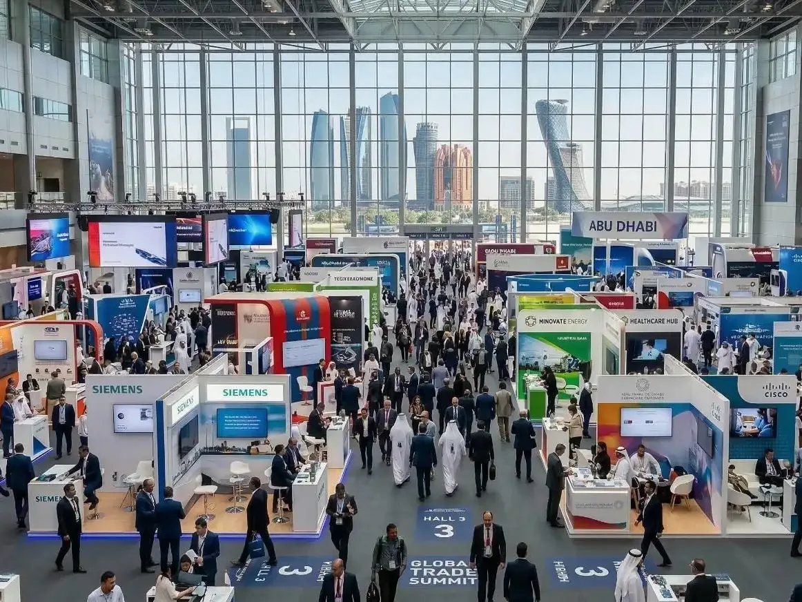 International exhibition hall setup at Abu Dhabi expo center