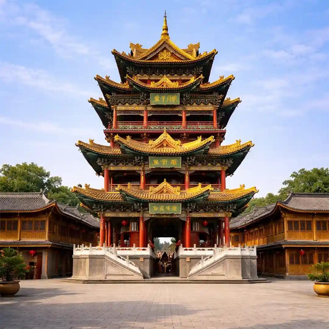 Chenghuang Temple Shanghai with traditional Chinese architecture, lanterns, and bustling local market