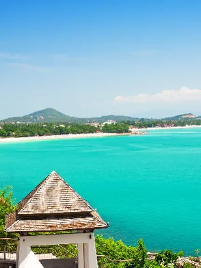 Chaweng Beach in Koh Samui with white sand and turquoise water