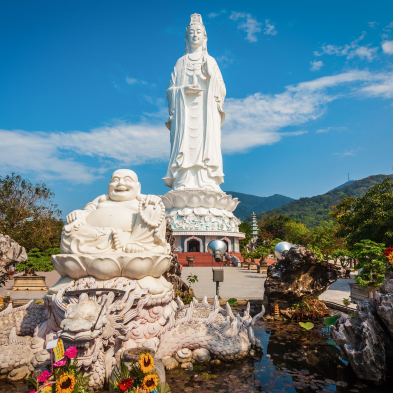 Linh Ung Pagoda in Danang with Lady Buddha statue overlooking the coastline