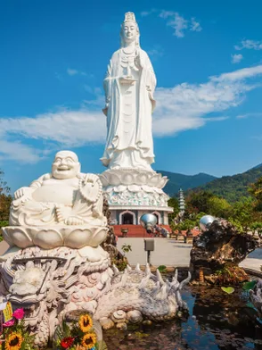 Linh Ung Pagoda in Danang with Lady Buddha statue overlooking the coastline