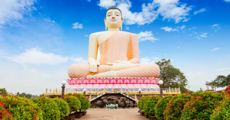 The seated Buddha statue at the Kande Vihara temple near Bentota
