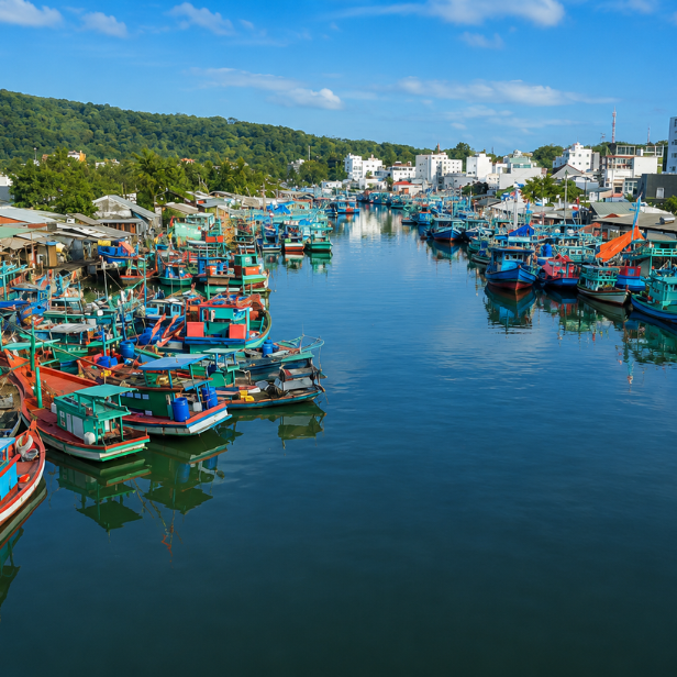 Duong Dong Night Market in Phu Quoc with seafood stalls and vibrant nightlife