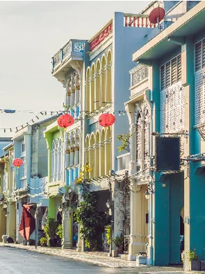 Old Phuket Town streets with Sino-Portuguese buildings