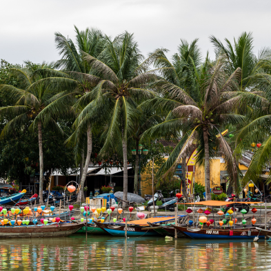 Hoi An Ancient Town with lantern-lit streets and historic riverside buildings