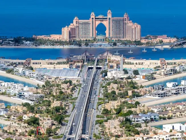 Aerial view of Palm Jumeirah in Dubai