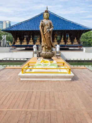 Gangaramaya Temple and Seema Malaka in Colombo with Buddhist architecture and serene lake surroundings