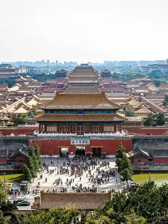 Palace Museum Beijing with imperial halls, courtyards, and historic Chinese artifacts