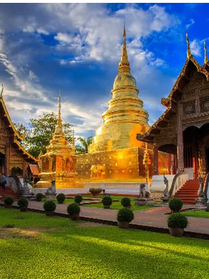 Wat Phra Singh temple with Lanna architecture in Chiang Mai