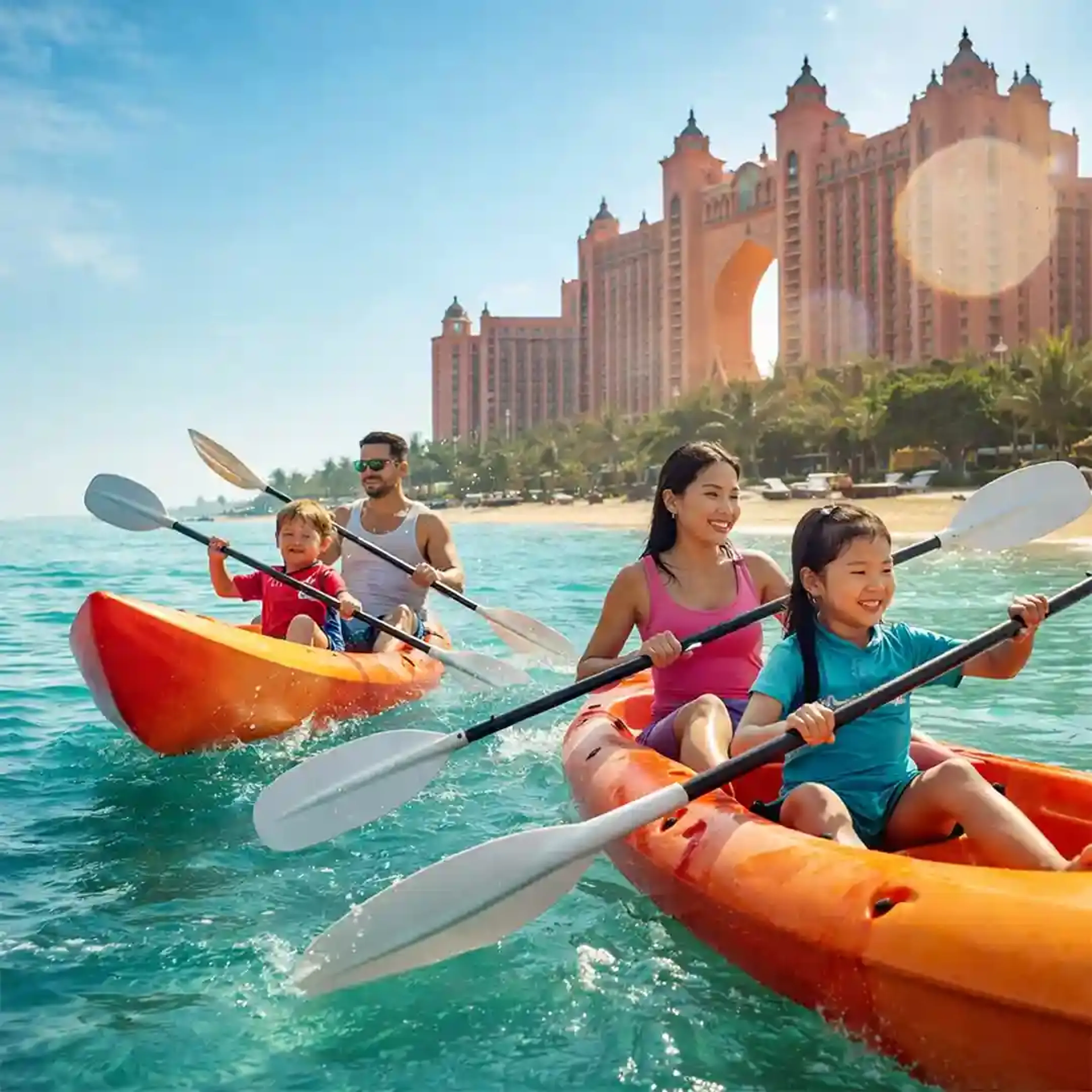 Family enjoying indoor theme parks in UAE including LEGOLAND Dubai and Warner Bros World Abu Dhabi