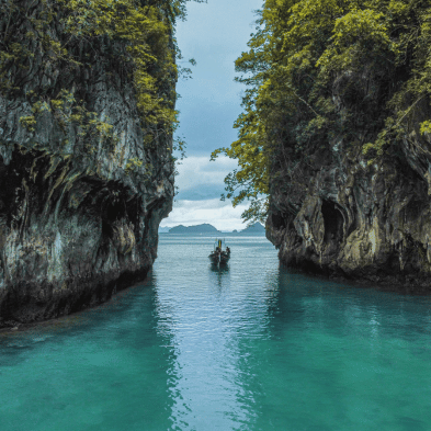 Bioluminescent plankton glowing in the water during a night kayaking tour in Phang Nga Bay