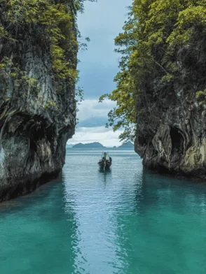 Bioluminescent plankton glowing in the water during a night kayaking tour in Phang Nga Bay