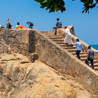 Panoramic ocean view from Flag Rock along the ramparts of Galle Fort Sri Lanka