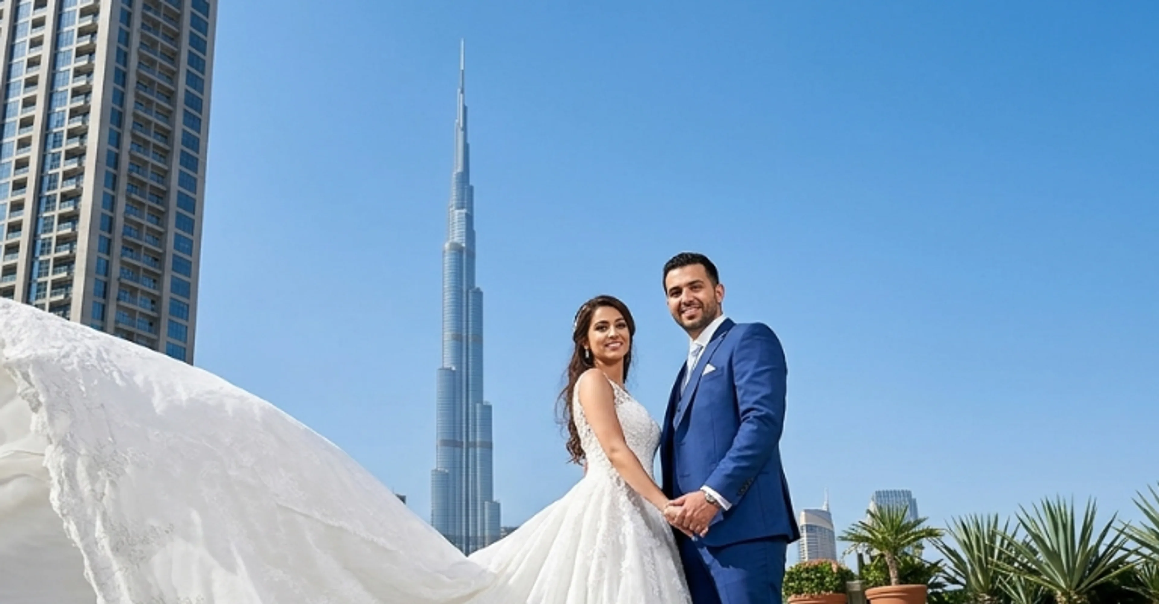Dubai skyline with the Burj Khalifa at dusk