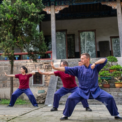 Private Kung Fu training session with Shaolin masters at a temple in Zhengzhou China