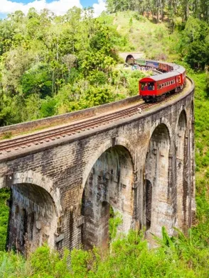 Nine Arch Bridge in Ella surrounded by dense greenery and scenic railway views