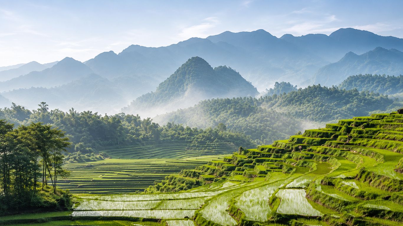 Scenic rice terraces and mountains in northern Vietnam