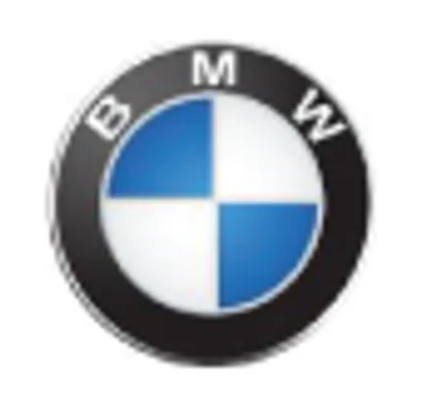 BMW logo: a black ring with 'BMW' in white lettering, encircling a checkered blue-and-white quarters roundel.