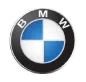 BMW logo: a black ring with 'BMW' in white lettering, encircling a checkered blue-and-white quarters roundel.