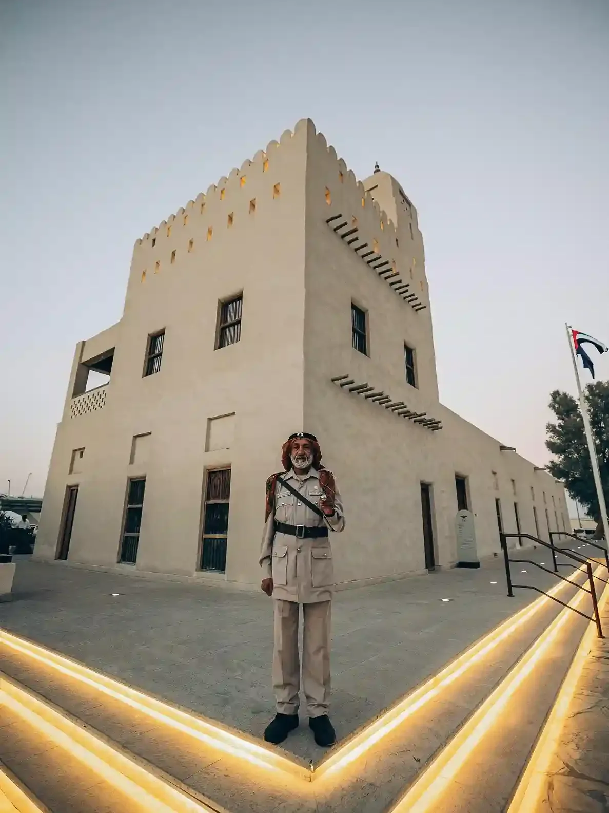 Qasr Al Hosn historic fort in Abu Dhabi with white walls and cultural exhibits