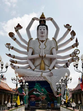 Wat Plai Laem colourful Buddhist temple complex in Koh Samui