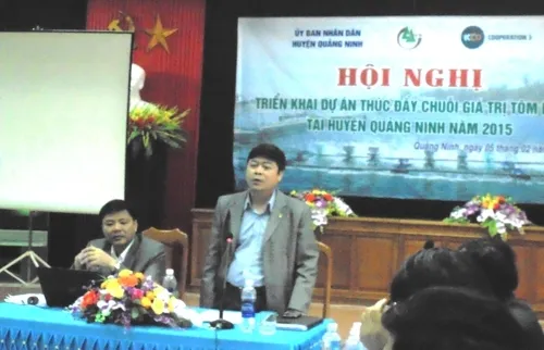 Hội nghị triển khai dự án thúc đẩy chuỗi giá trị nuôi tôm tại huyện Quảng Ninh