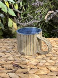 Blue Pinstripe Ceramic Mug - Image 3