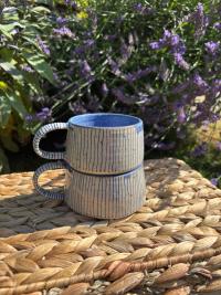The Blue Pinstripe Ceramic Mug - Image 2