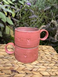 Coral Pink Carved Heart Mug - Image 3