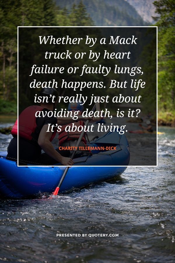 Whether by a Mack truck or by heart failure or faulty lungs, death happens. But life isn’t really just about avoiding death, is it? It’s about living. - Image 1