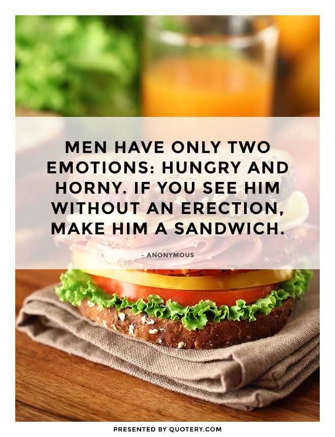 Men have only two emotions: hungry and horny. If you see him without an erection, make him a sandwich. - Image 1